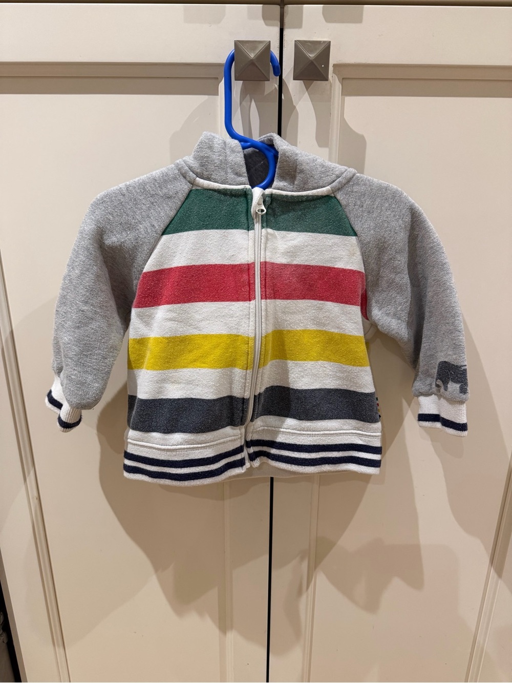 Hbc stripes 12-18m Gray with Multi Colored Stripes hoodie